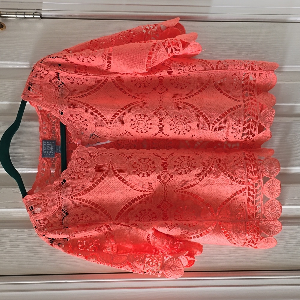 RABBIT RABBIT RABBIT DESIGNS WOMEN'S CORAL SHRUG OPEN CARDIGAN SIZE LARGE